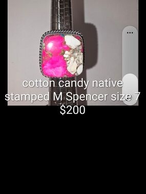 Cotton Candy Pink & White Stone Ring - Size 7